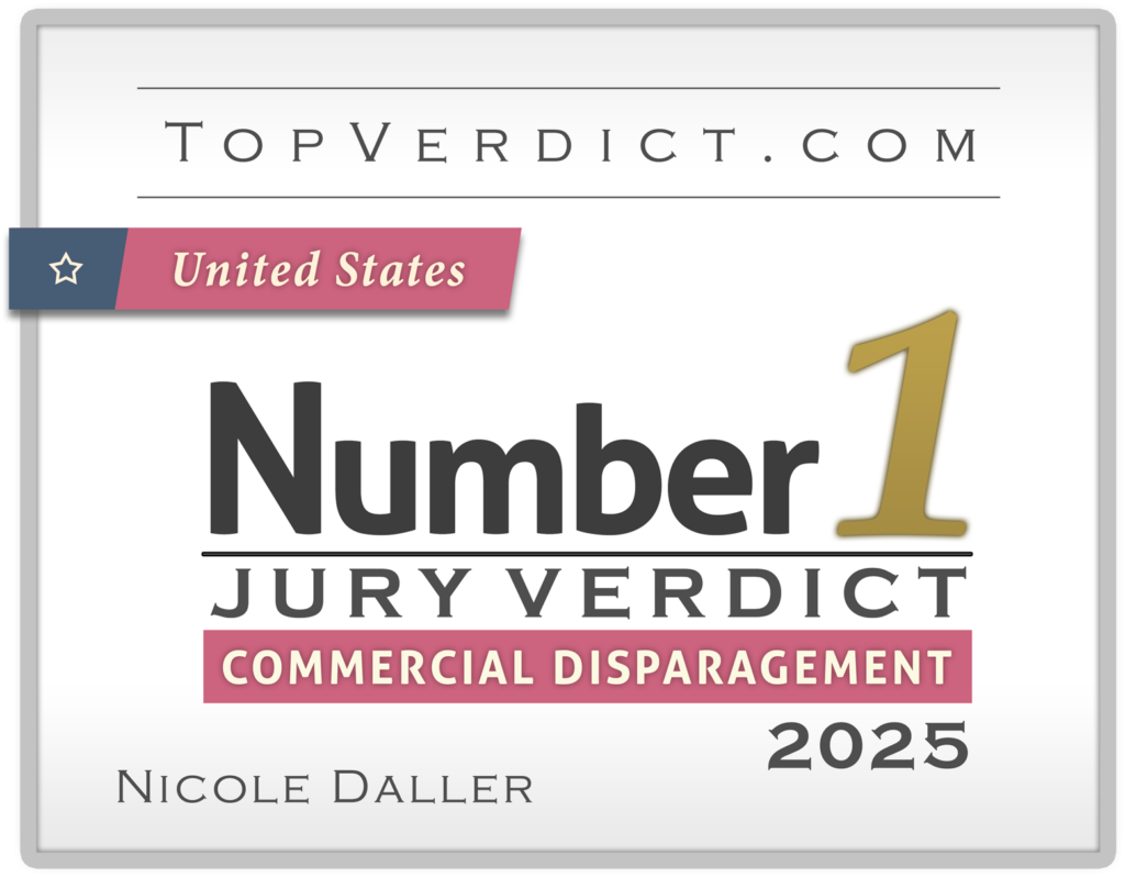 attorney-badge-number-1-commercial-disparagement-verdict-united-states-2024-nicole-daller